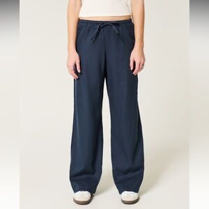 Hollister Blue Wide Leg Pants with Drawstring Waist